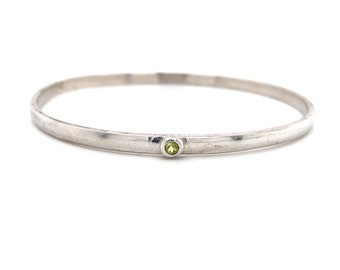 Sterling Silver Peridot Gemstone Slip-On Bangle