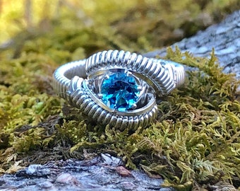 Classic Petite Swiss Blue Topaz Wire Wrap Ring Designs by Ryan Eure