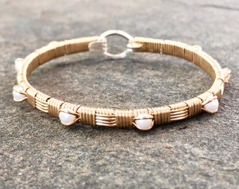 Fresh Water Pearl Classic Gemstone Bangle Bracelet Wire Wrap Jewelry Designs by Ryan Eure