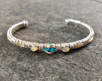 Tourqoise and Opal Native Cuff Bracelet