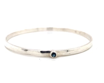 Sterling Silver London Blue Topaz Gemstone Slip-On Bangle