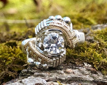 Andromeda White Topaz Wire Wrapped Ring Jewelry Designs by Ryan Eure