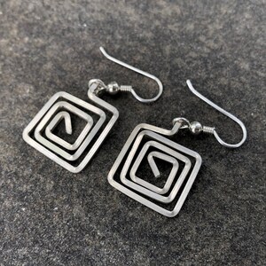 Square Spiral Drop and Dangle Earrings Hand Made Wire Wrapped Jewelry