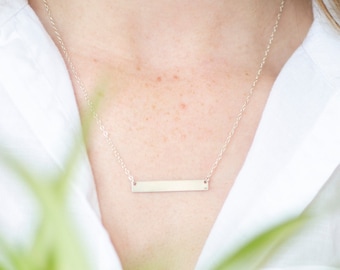 Sterling Silver Bar Necklace - Simple Silver Necklace,