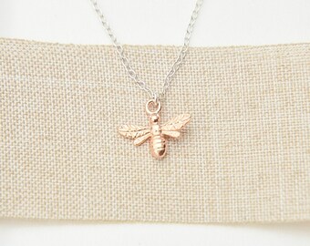 Silver and Rose Gold Bee Necklace