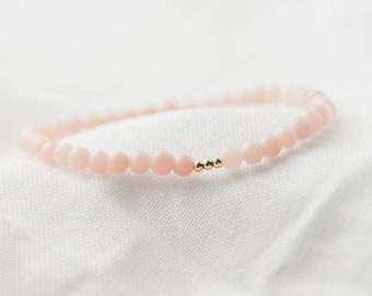 Pink Opal and Gold Gemstone Bracelet