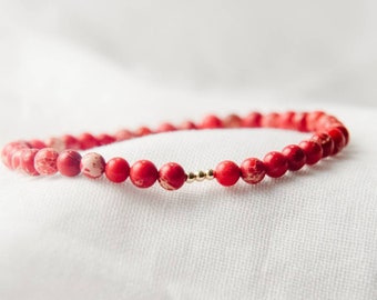 Red Jasper and Gold Gemstone Bracelet