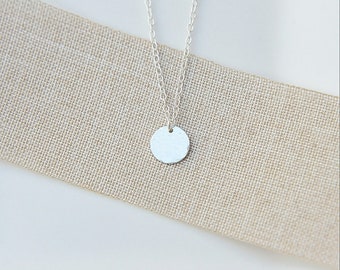 Sterling Silver Hammered Mini Disc Necklace