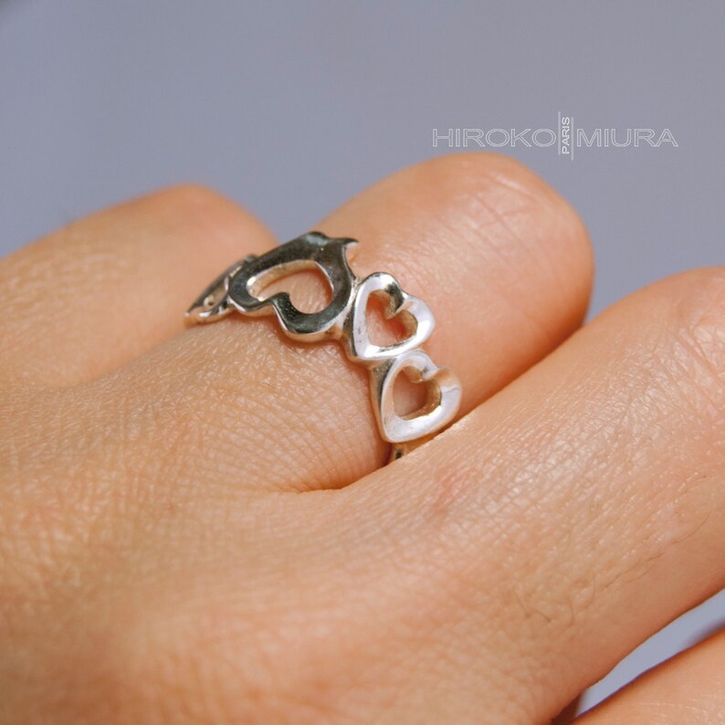 silver Cr\u00e9ation HIROKO MIURA design Pr\u00eat \u00e0 Exp\u00e9dier Bague Multi-C\u0152URS Petit mod\u00e8le Argent hmp style \u00e9pur\u00e9 bijou unique fait main