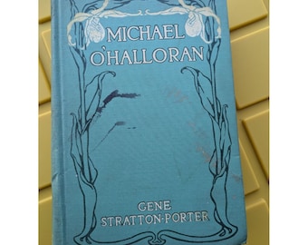 MICHAEL O&#39;HALLORAN di Jean Stratton-Porter, Doubleday 1915 Copertina rigida, prima edizione, Vintage, Antique Green Floral Nature Cottagecore Noveau