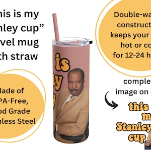 This Is My Stanley Cup - Skinny Tumbler, 20oz, The Office, Stanley Hudson Parody - Stainless Steel Hot & Cold for Travel w/ Water, Coffee