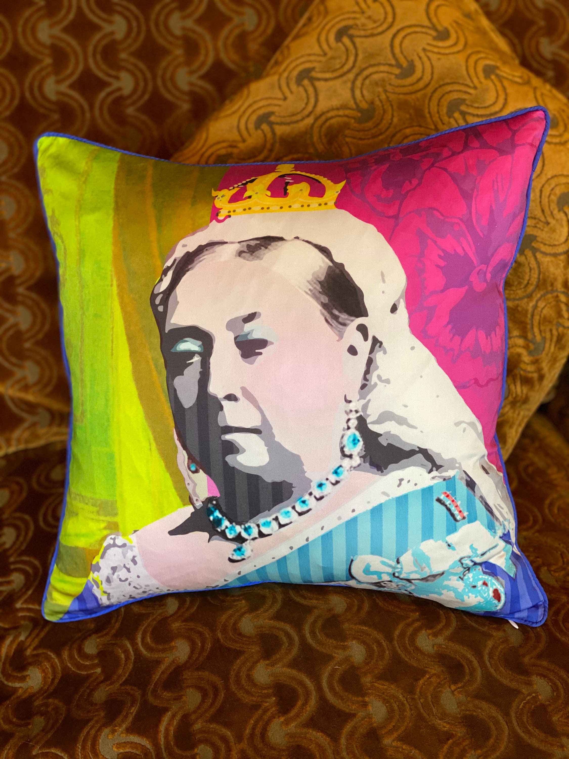 Queen Victoria Cushion Cover Luxe Boutique Maximalist Colourful