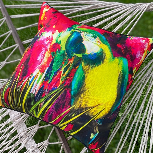 Housse coussin perroquet - Art boho maximaliste de luxe - Interior Designer Tendance