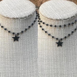 MIDNIGHT STAR Gunmetal Black Star CHOKER Single or Double Choker Black Star Necklace All Black Necklace Double Layer Black Necklace image 10