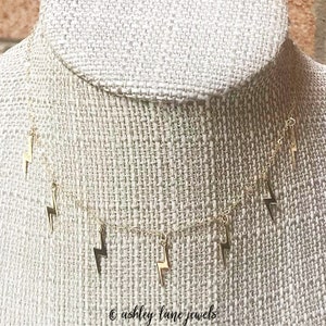 THUNDERBOLT Gold Filled Lightning Bolt Choker   ALL 14k Gold Filled Lightning Bolt Necklace  Gold Necklace to Layer  Gold Stacking Necklace
