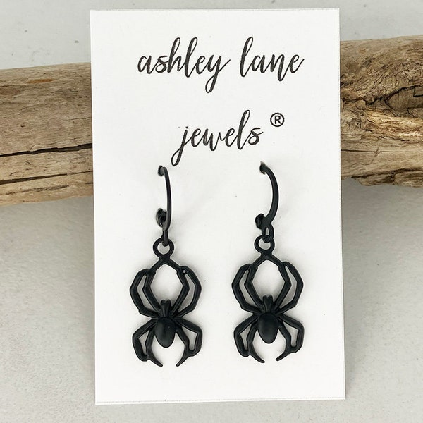 Pendientes Huggie Huggies de araña viuda negra * Huggie Huggies