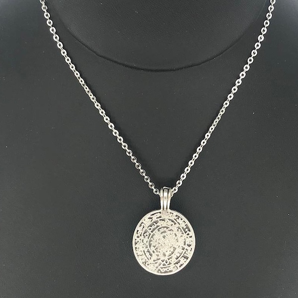 SILVER MEDALLION Pendant Necklace * Reversible Ancient Antique Silver Medallion * Relic * Egypt Egyptian * Coin Medallion * Minimal Simple