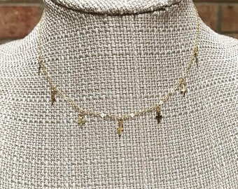 MADI * CROSS CHOKER * Necklace * 14k Gold Filled * Dangling Crosses * Delicate * Dainty *  Minimal * Tiny Crosses * Delicate and Dainty