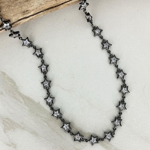 METEOR Star Choker Necklace Shiny Crystal Stars Black Glass Stars Great to Stack Necklace to Layer Layering Necklace Stacking image 3