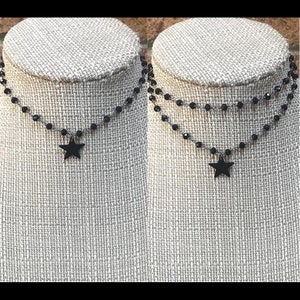 MIDNIGHT STAR Gunmetal Black Star CHOKER * Single or Double Choker *  Black Star Necklace * All Black Necklace * Double Layer Black Necklace