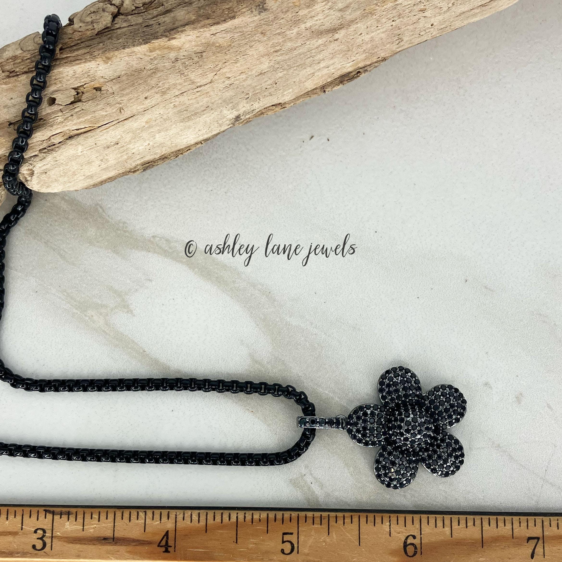 BLACK DAHLIA Flower Necklace * All Black CZ Pendant Choker - Etsy