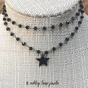 Gargantilla de cuentas completamente negra MIDNIGHT STAR * Collar de capas dobles o simples