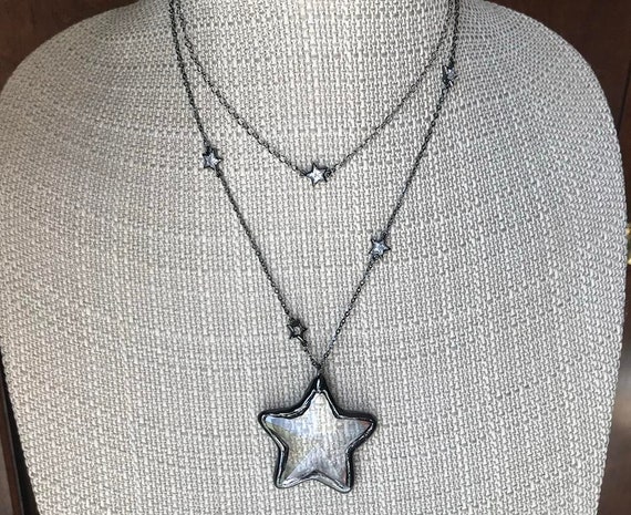 CARINA Huge GUNMETAL and Crystal STAR Necklace Set Glass - Etsy