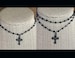 COUTURE Our Gunmetal Black CHOKER with CROSS * Choose Single or Double Choker * Simple * Minimal * Black Crystal Beaded Chain 