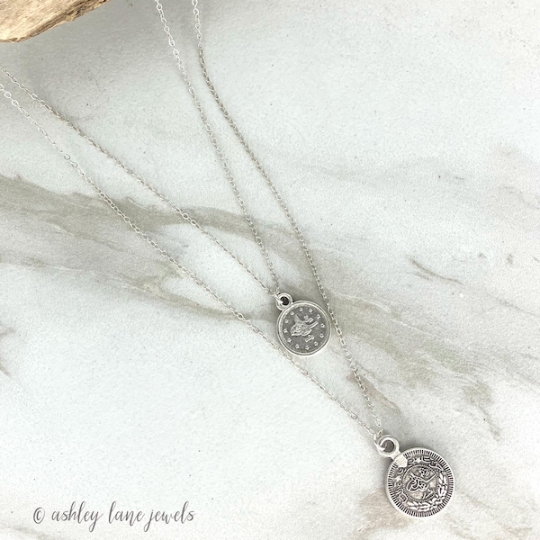 SPARE CHANGE Silver Coin Necklace Set * Sterling Silver Chain