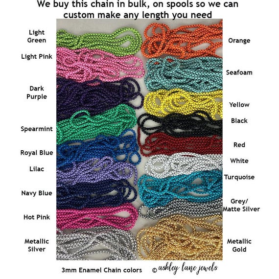 UNCHAINED Thin 3mm Colorful Enamel Chain Necklaces, 3mm