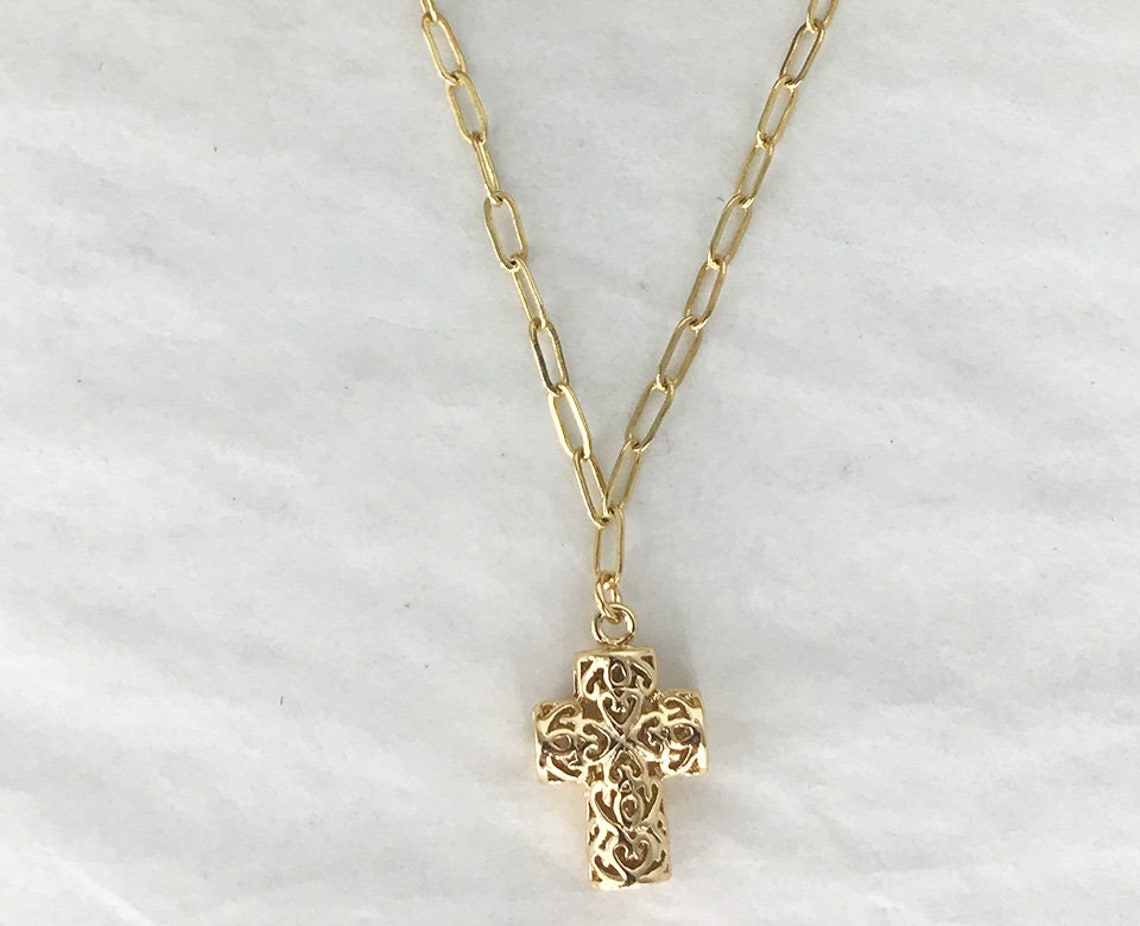 Filigree Cross On Ball Chain Necklace main image 0