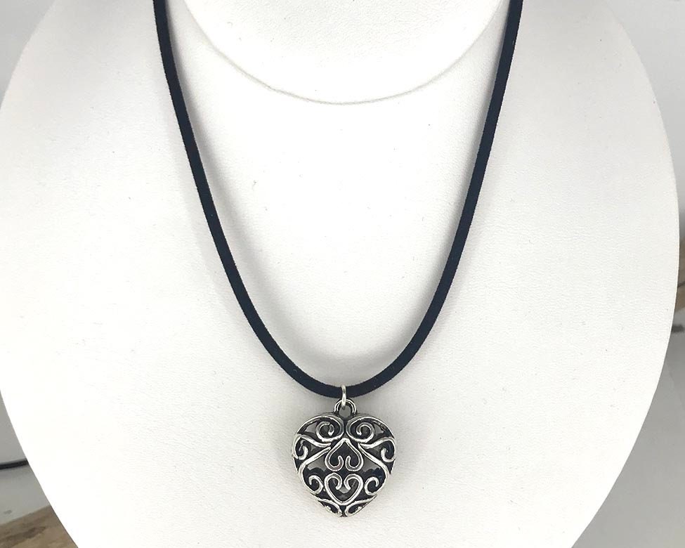 VELVET HEART Necklace Black Velvet Cord Necklace With Silver Etsy