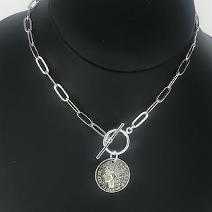 Collar con colgante de plata estilo francés * Cadena tipo clip * Colgante de la República Francesa