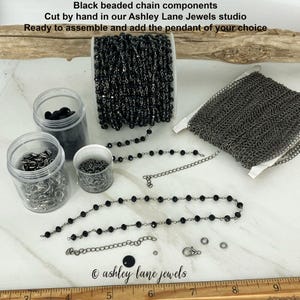 All BLACK RAVEN CAMEO Beaded Necklace * Single or Double Choker image 11