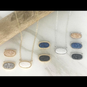 DRUZY Silver or Gold Small Oval Pendant Necklace * Minimal * Bridesmaids * Gift * Layering * Sterling Chain * 14k Gold Filled GF Chain