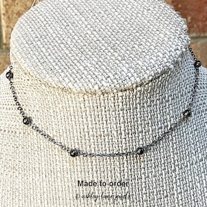RAVEN Choker Black Satellite Chain Choker, Simple Black Necklace to Layer,  All Black Necklace, Simple All Black Choker