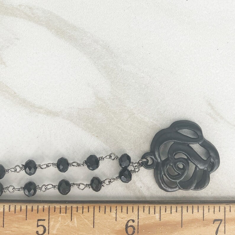 BLACK ROSE CHOKER Necklace, Single or Double Choker Black Flower