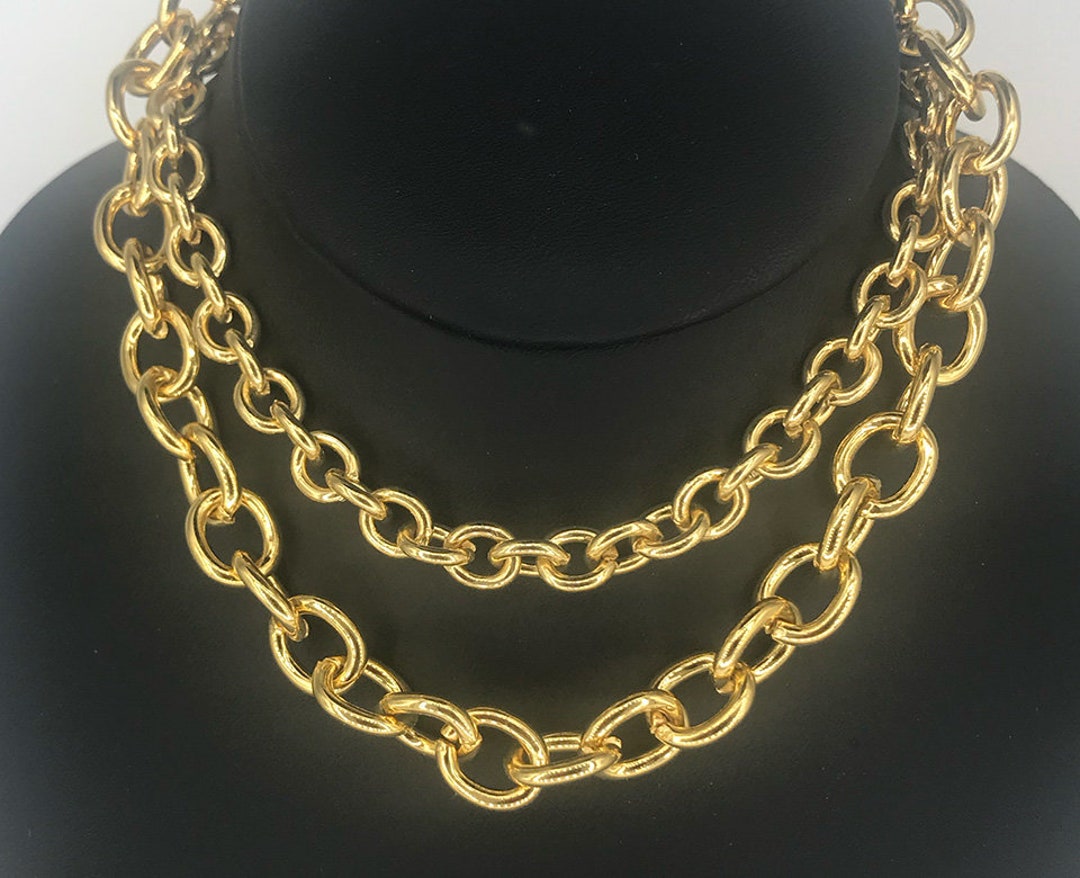 CHAIN REACTION Thick Oval Links Necklaces in 2 Sizes Gold Etsy