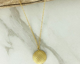 TEXTURED SPHERE  Round Gold Layering Necklace * Round Gold Pendant Necklace * Simple Gold Layering Necklace * Simple Layering Necklace