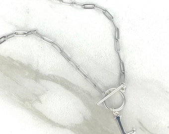 Shiny Silver MONOGRAM Initial Necklace * Letter Jewelry to Layer