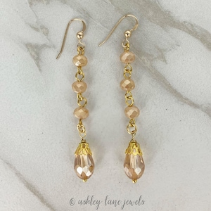 Gold CHAMPAGNE Teardrop Earrings   Champagne Glass Earrings   Champagne Dangle Earrings   Teardrop Dangle Earrings