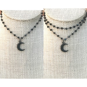 BLACK CARVED CRESCENT Gunmetal Black Horn Choker * Choose Single or Double Choker *  Edgy * Textured Horn Textured Crescent Carved Horn