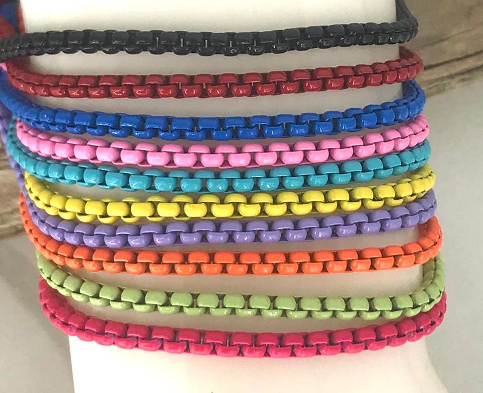 UNCHAINED Colorful Enamel Chain Bracelets * Pop of Color * Box Chain …