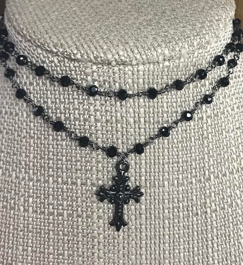 COUTURE Our Gunmetal Black CHOKER With CROSS Choose Single | Etsy
