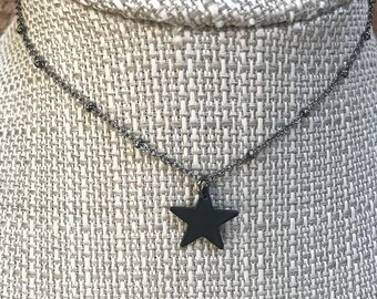 BLACK SATELLITE STAR Necklace * Satellite Chain * Black Necklace * Star Necklace * Edgy * To Layer * Layering * Layered