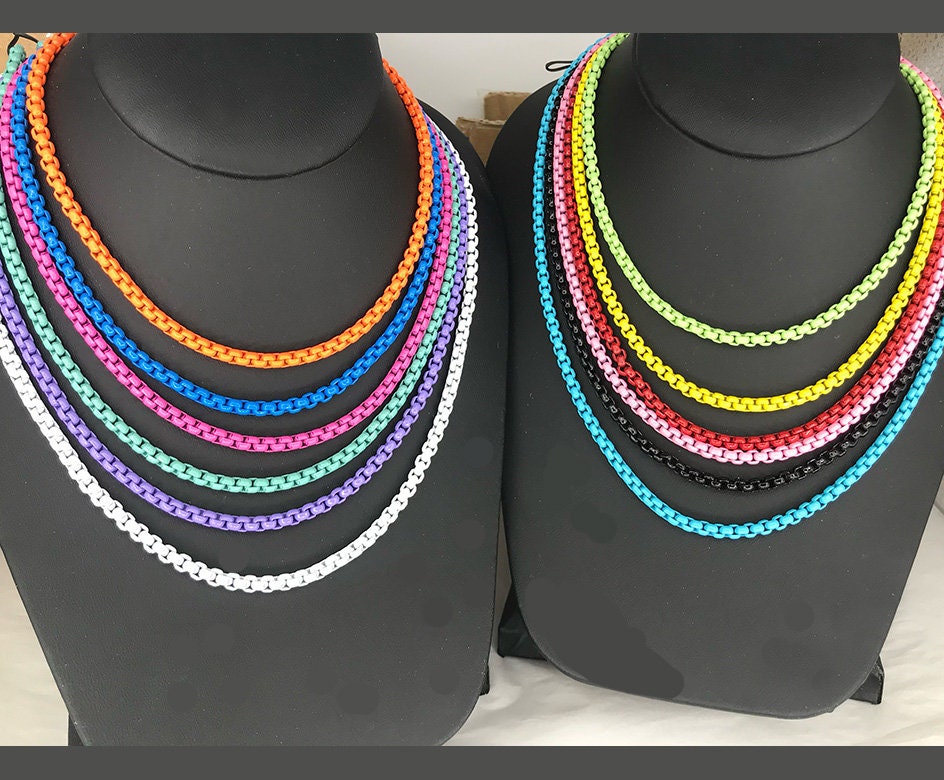 UNCHAINED 4mm Colorful Enamel Chain Necklaces Pop of Color Etsy