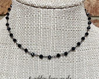 All BLACK BEADED Layering Choker Necklace * 90s Gothic Whimsigoth Alternative Alt Jewelry
