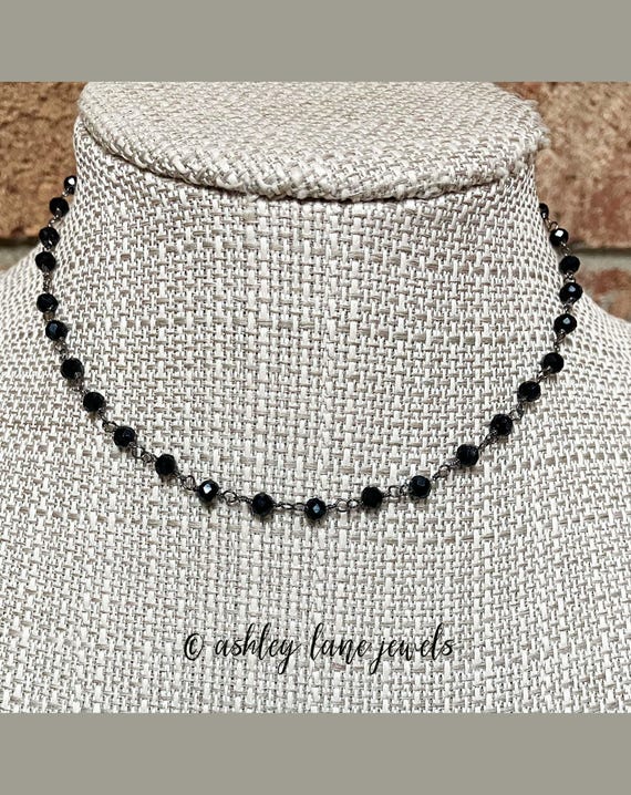 All BLACK BEADED Layering Choker Necklace * 90s Gothic Whimsigoth Alternative Alt Jewelry