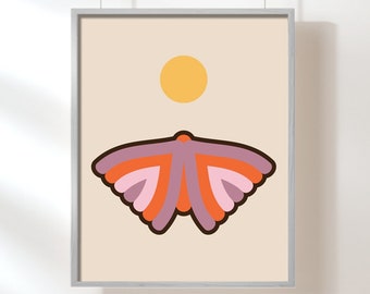 Moth Moon Giclée Print: 70s Retro Butterfly Art