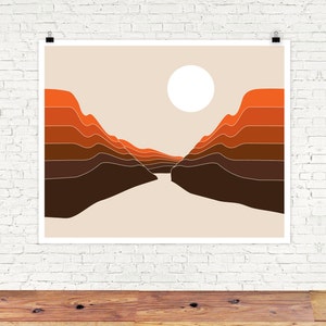 Desert Dusk Ravine Abstract Landscape Desert Landscape Red Rocks Mountain Print Retro Poster Abstract Giclee Print 70s Seventies